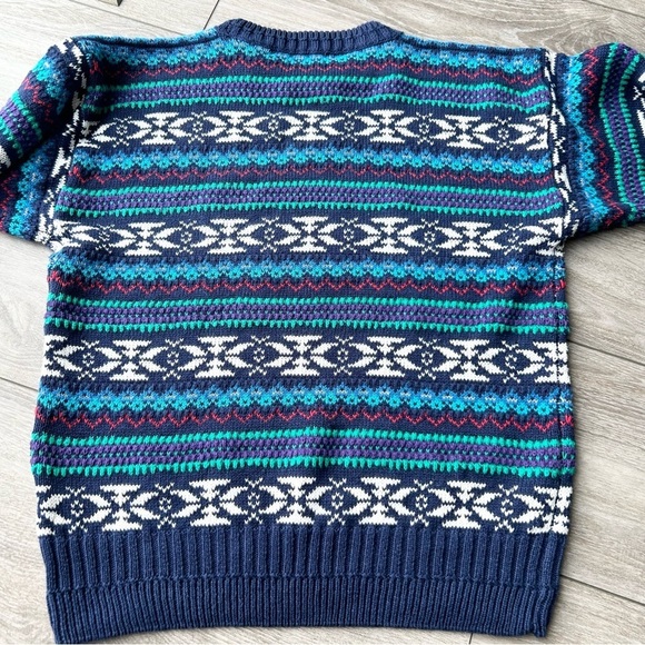Vintage Northern Isles Blue Fair Isle Crew Neck Sweater Made in  Hong Kong - Picture 12 of 15